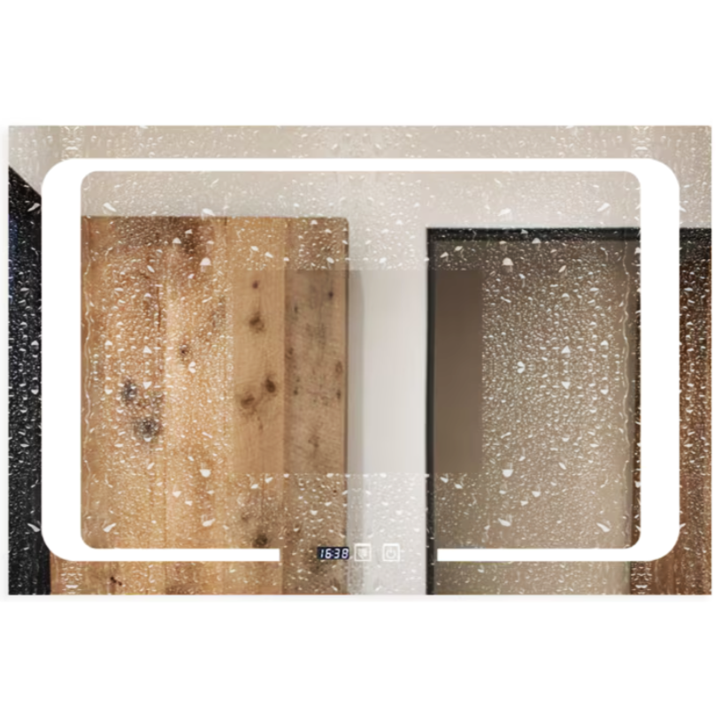 Oglinda LED 90X60cm cu Functie Dezaburire, Touch , Senzor si Ceas W32