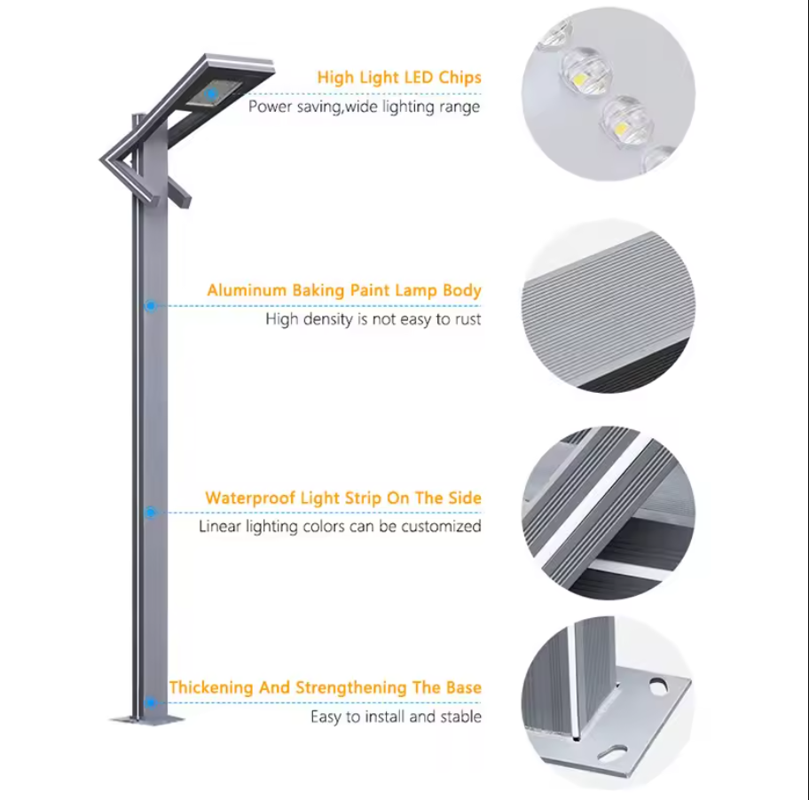 Stalp Iluminat Stradal 50W Alb Natural + Albastru 3m