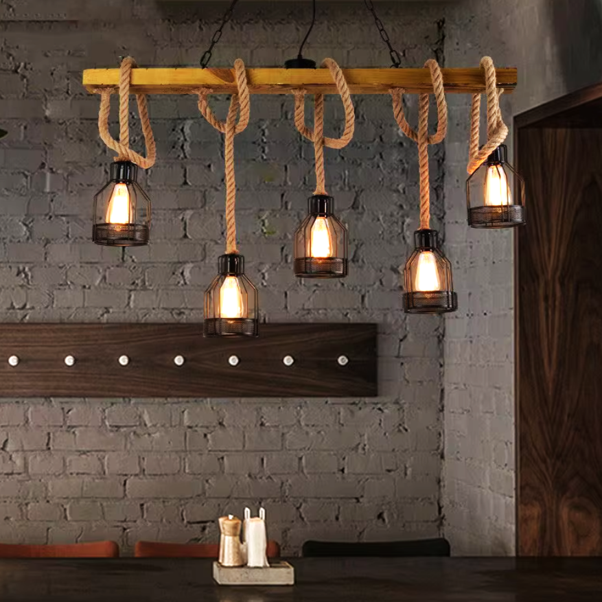 Lustra Wood Design Iron Cage 5XE27