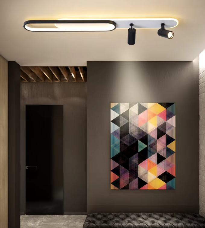 Aplica LED Cu Spoturi 80cm Alb+Negru Echivalent 200W