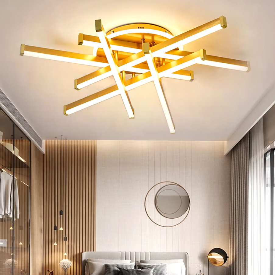 Lustra LED 6 LINES Design Round Gold Echivalent 800W Telecomanda