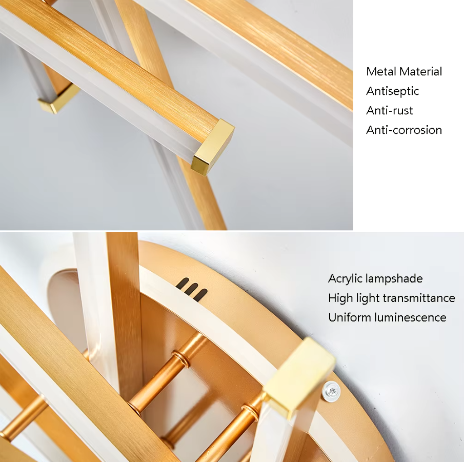 Lustra LED 6 LINES Design Round Gold Echivalent 800W Telecomanda
