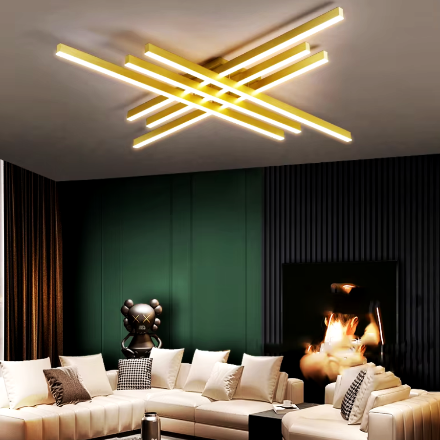 Lustra LED 6 Modern LINES Gold Echivalent 600W Telecomanda