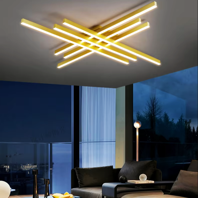 Lustra LED 6 Modern LINES Gold Echivalent 600W Telecomanda