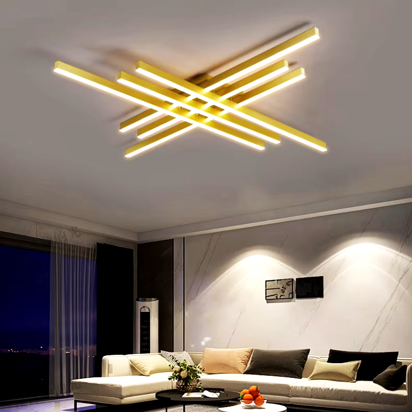 Lustra LED 6 Modern LINES Gold Echivalent 600W Telecomanda