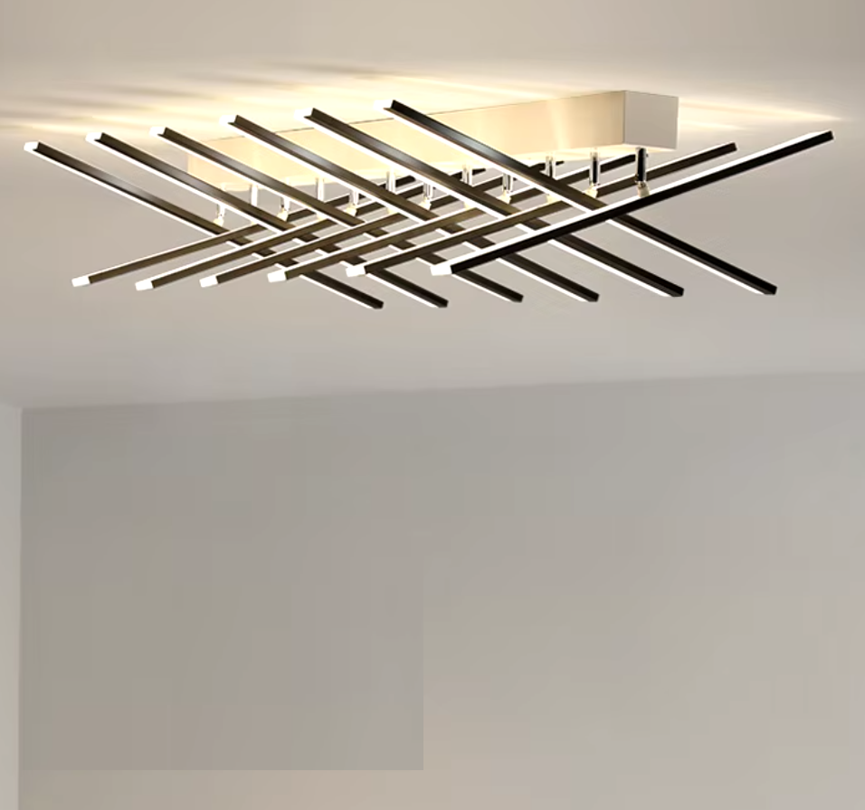 Lustra LED Minimalist LINES Reglabila Alb+Negru Telecomanda