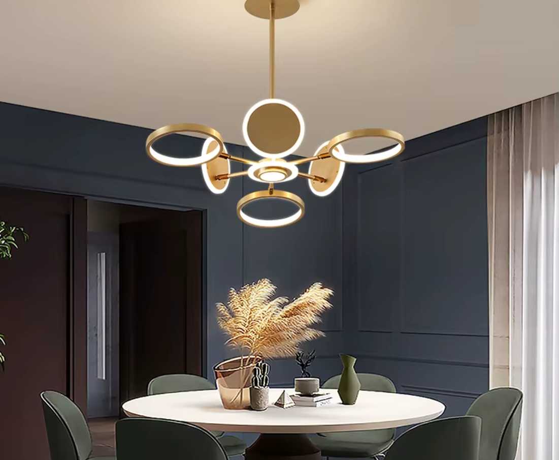 Lustra LED Gambit Gold 3+3+1 Brate reglabile Echivalent 500W Telecomanda