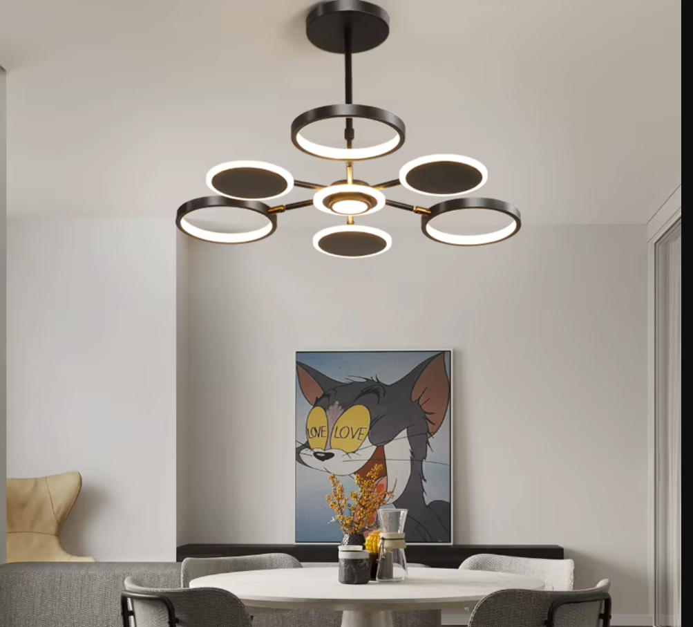 Lustra LED Gambit Black 3+3+1 Brate reglabile Echivalent 500W Telecomanda