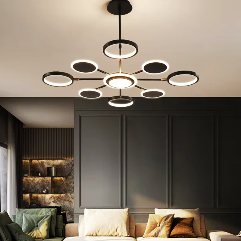 Lustra LED Gambit Black 4+4+1 Brate reglabile Echivalent 600W Telecomanda