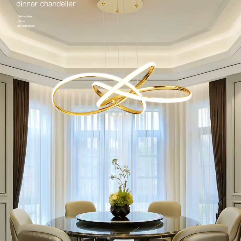 Lustra LED Suspendata Eternity Gold Echivalent 800W Telecomanda