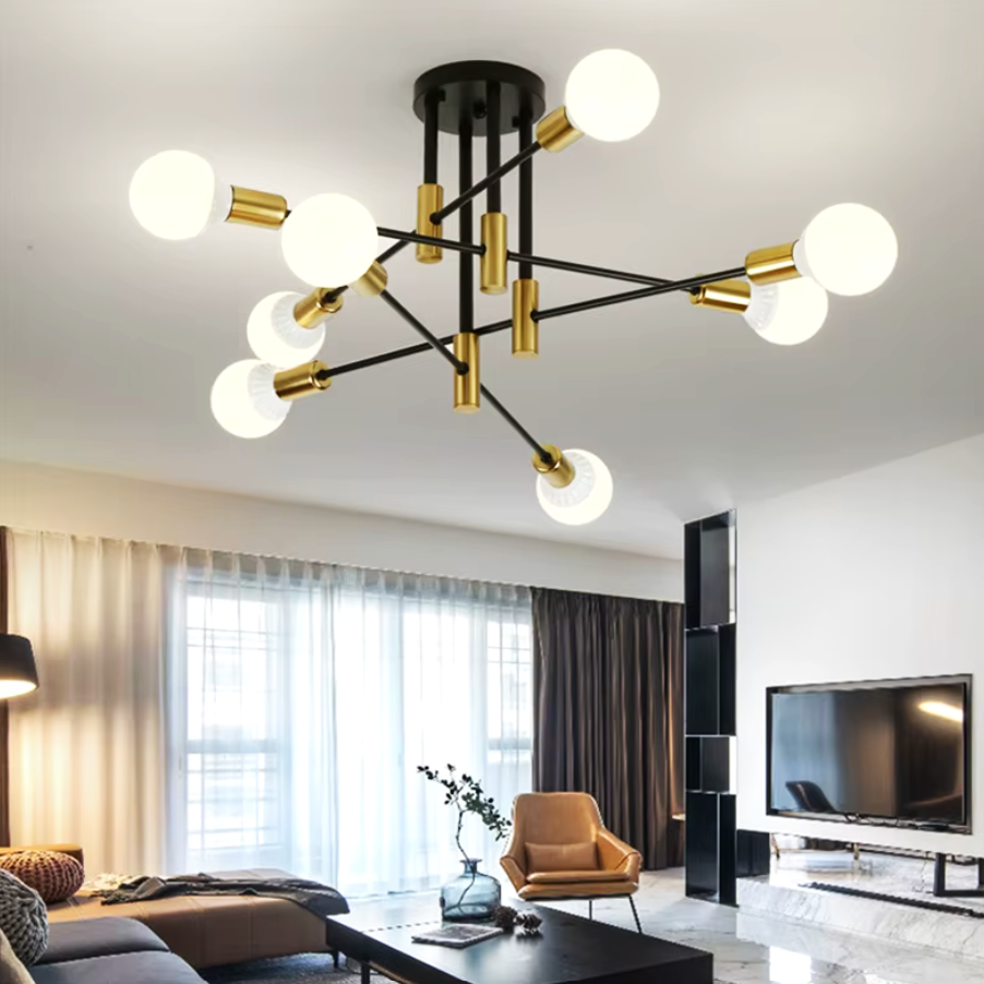 Lustra Minimalist Design 8xE27 Black+Gold 6038/8