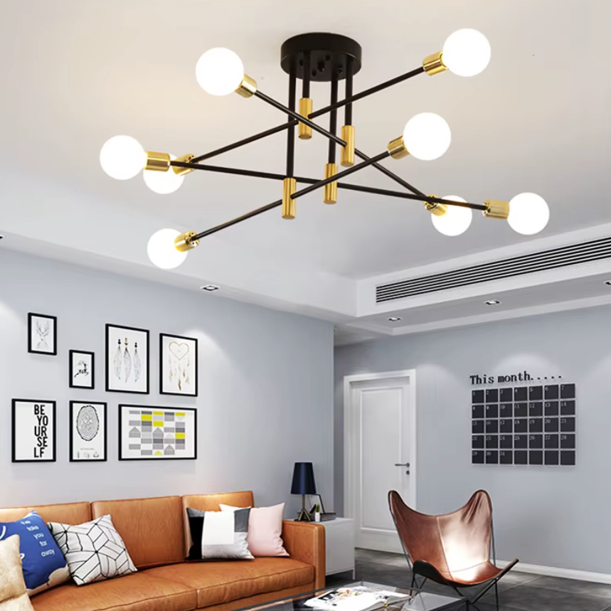 Lustra Minimalist Design 8Xe27 Black + Gold 6038/8 Lighting Fixtures