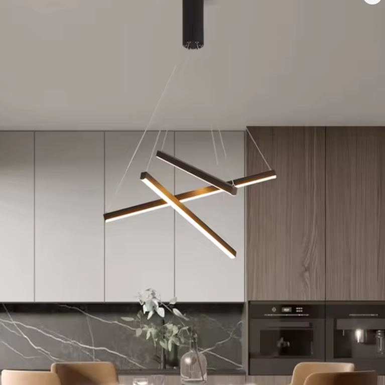Lustra LED 3 Geometric BLACK LINES Suspendata Echivalent 400W NEAGRA / 60CM / SUSPENDATE Lighting Fixtures