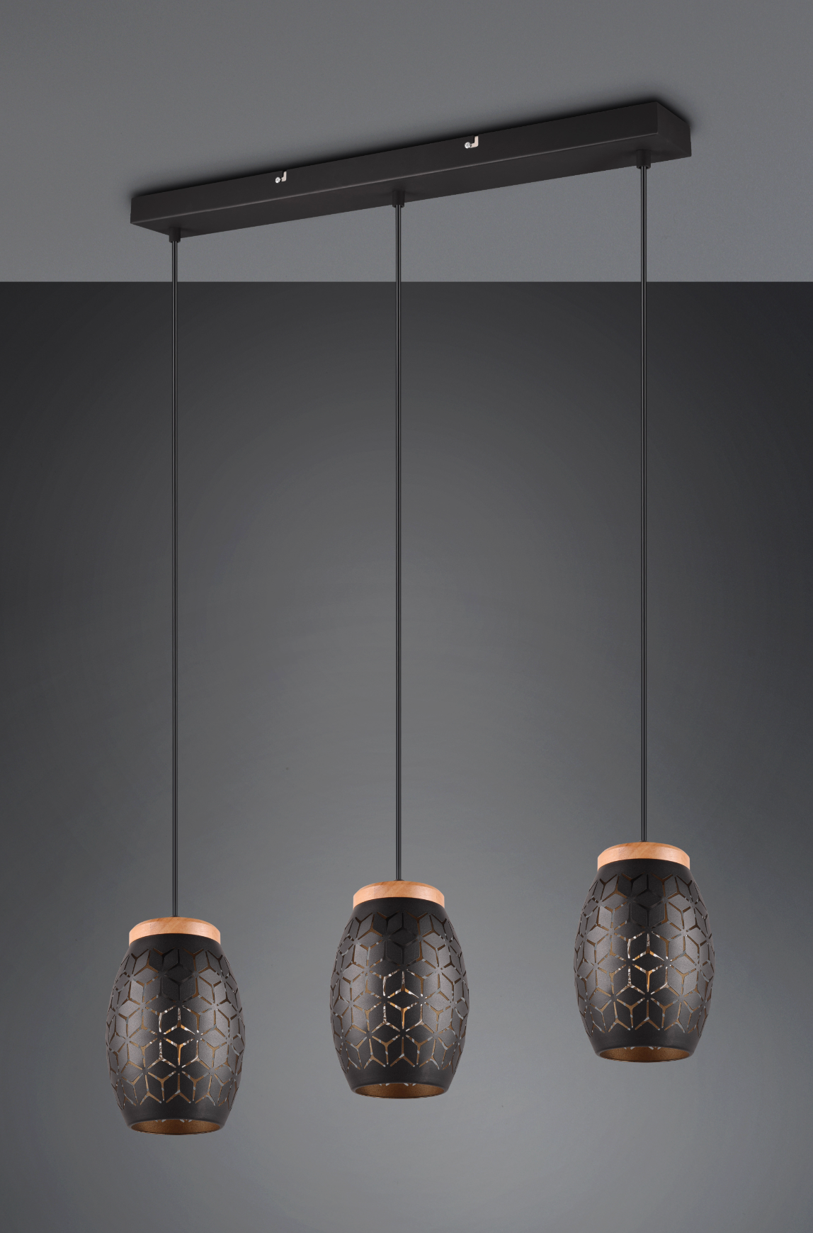 Lustra Suspendata 3xE27 BIDAR Neagra