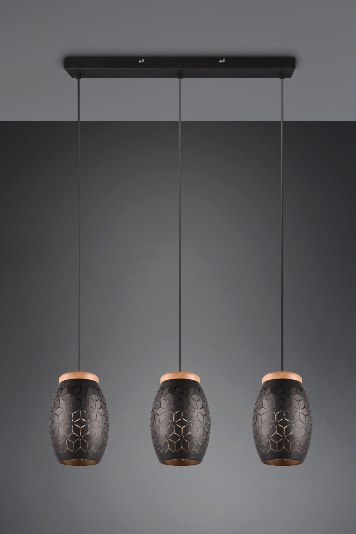 Lustra Suspendata 3xE27 BIDAR Neagra