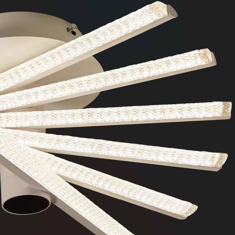 Lustra LED 6 LINES Design Rotund Alba Echivalent 600W Telecomanda