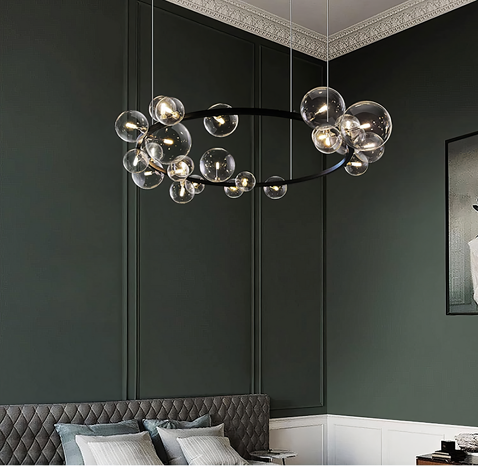 Lustra Abajur Vaya 24xG9 Black Rotunda 120cm