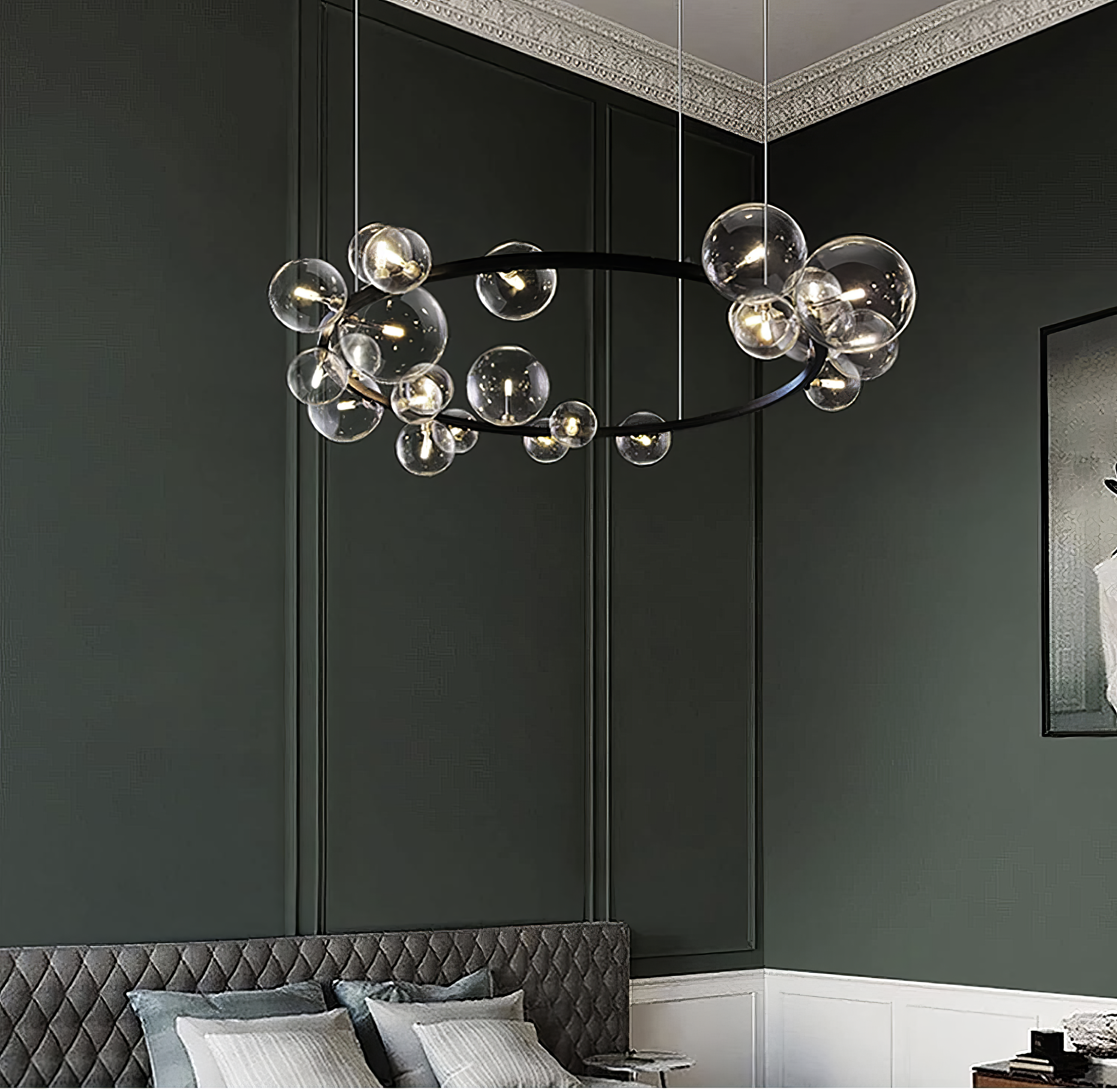 Lustra Abajur Vaya 24xG9 Black Rotunda 120cm