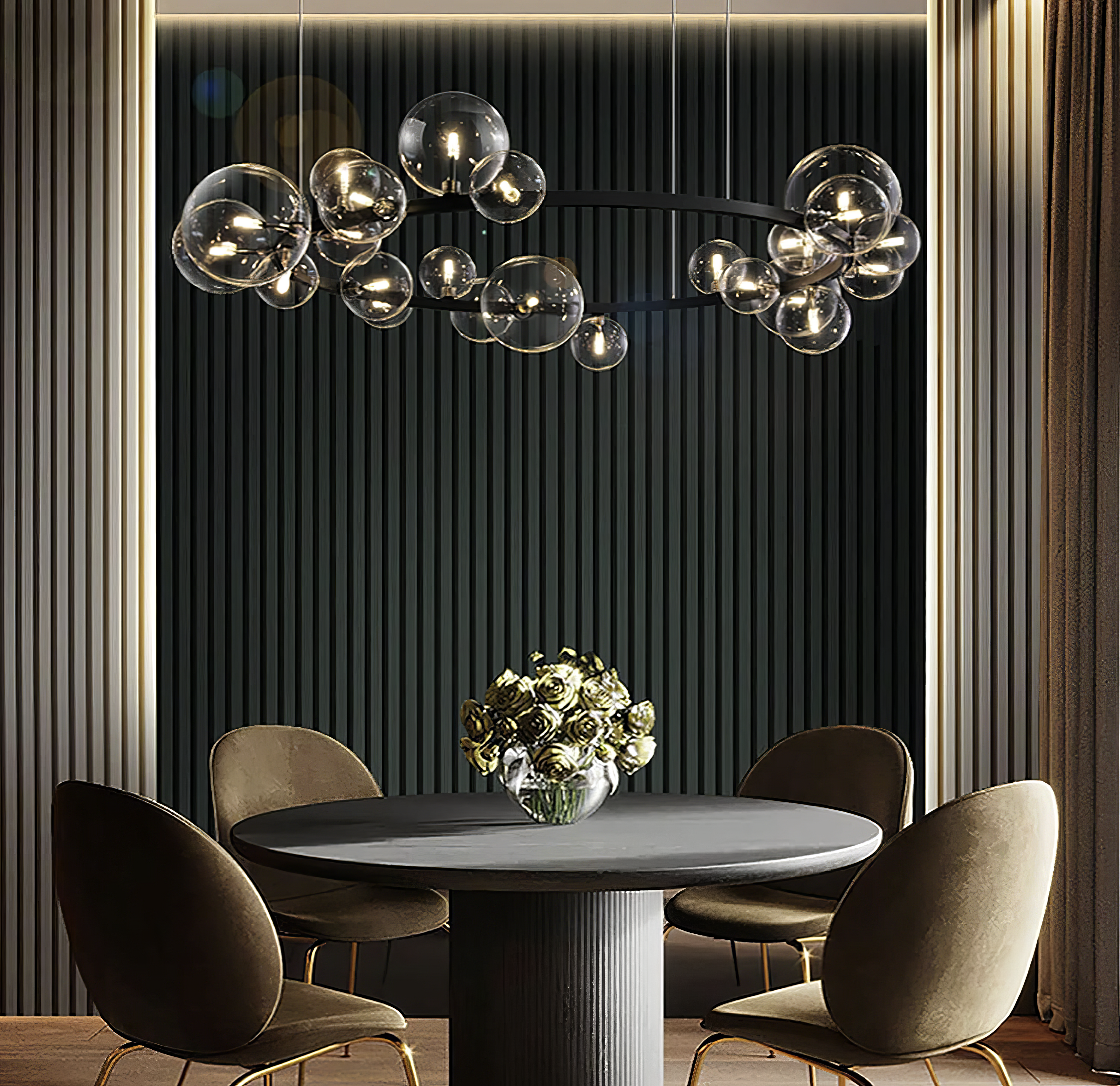 Lustra Abajur Vaya 24xG9 Black Rotunda 120cm