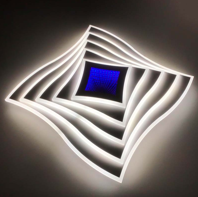 Lustra LED Cross Mirror 3D RGB Echivalent 600W Telecomanda