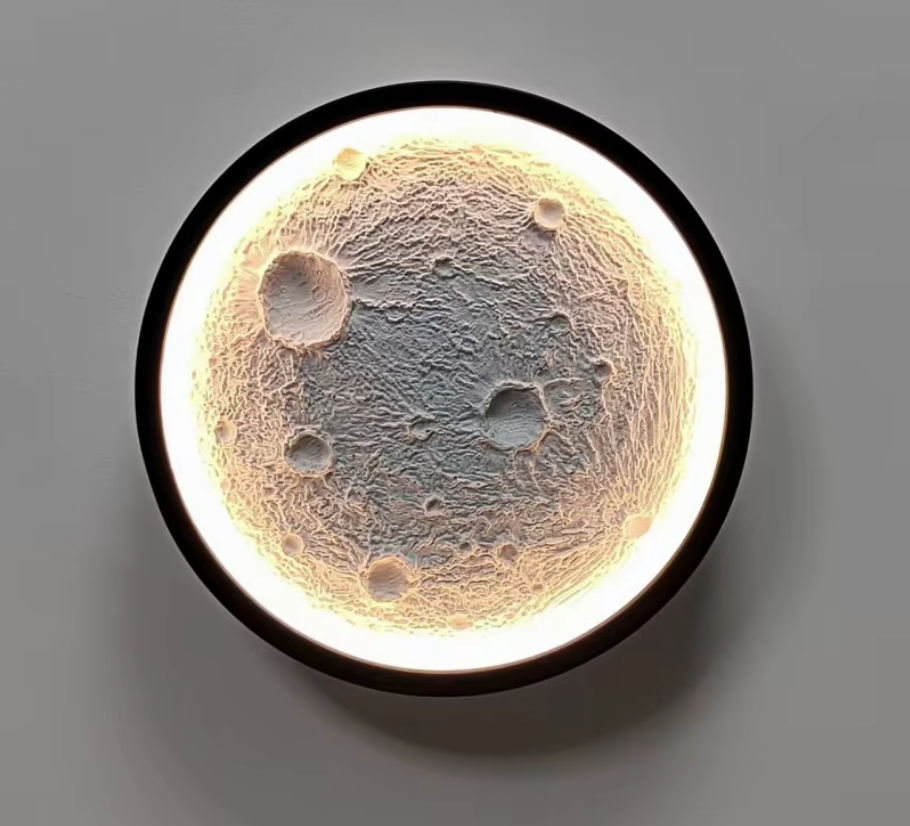 Lustra LED MOON 3D Black 30cm Echivalent 150W