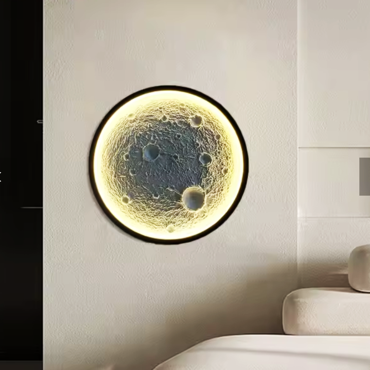 Lustra LED MOON 3D Black 40cm Echivalent 200W