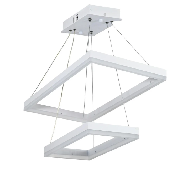 Lustra LED 2 Segmente Rectangle White Echivalent 500W Telecomanda