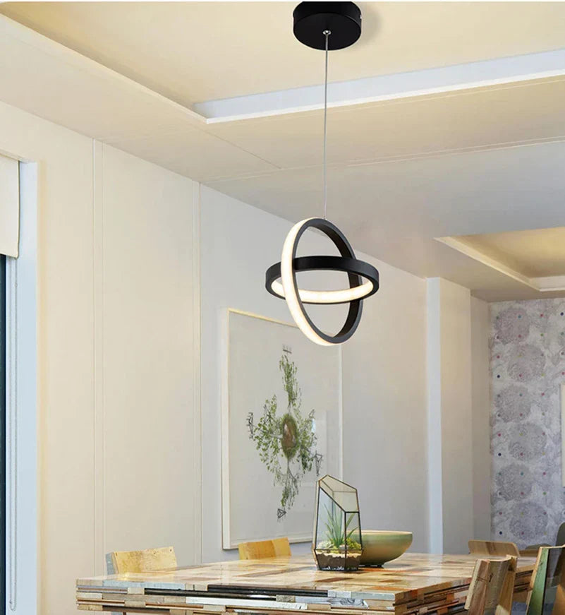 Lustra LED Suspendata INFINITY RINGS Black Echivalent 200W