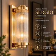 Aplica Perete Gold Luxury SERGIO Rotativa Reglabila