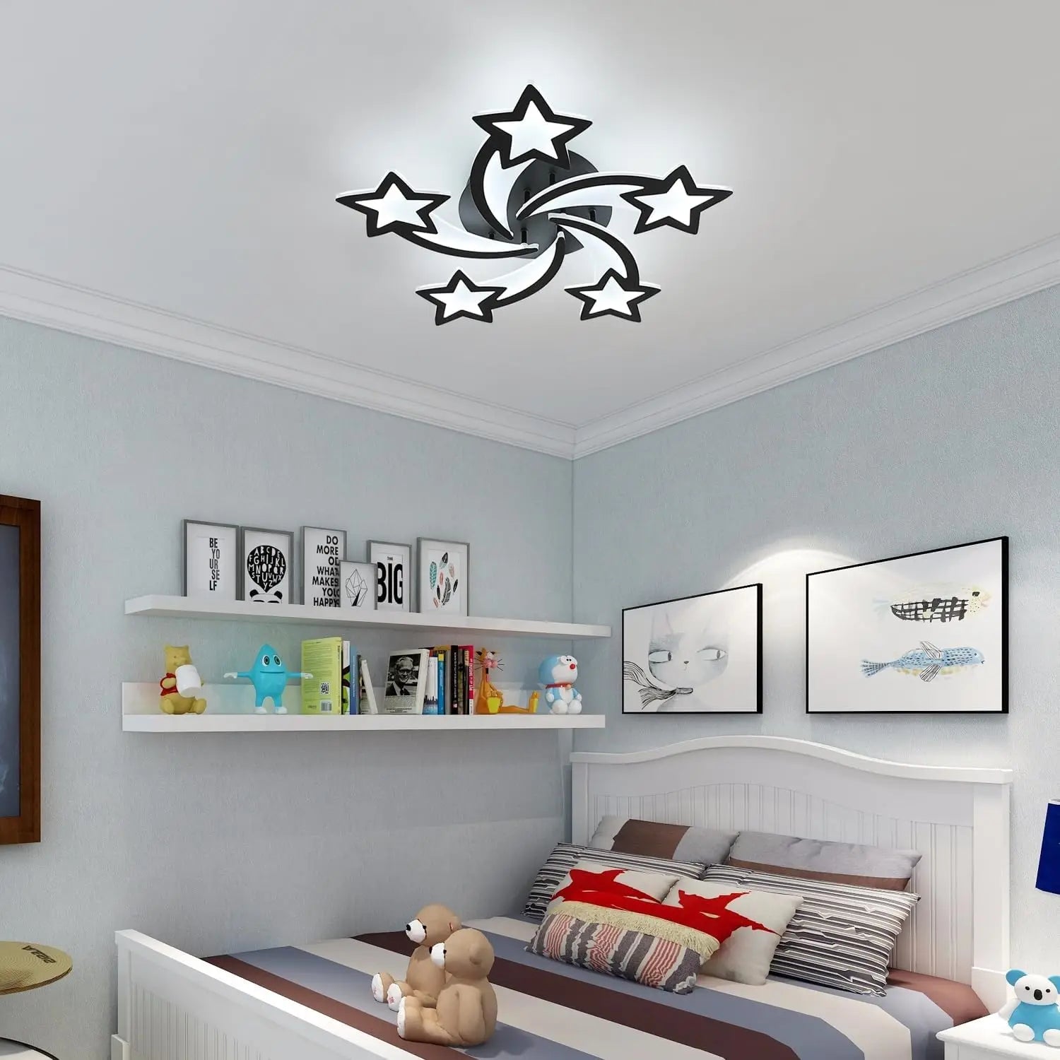 Lustra Led 160W Star Design Black Telecomanda Echivalent 600W Lighting Fixtures