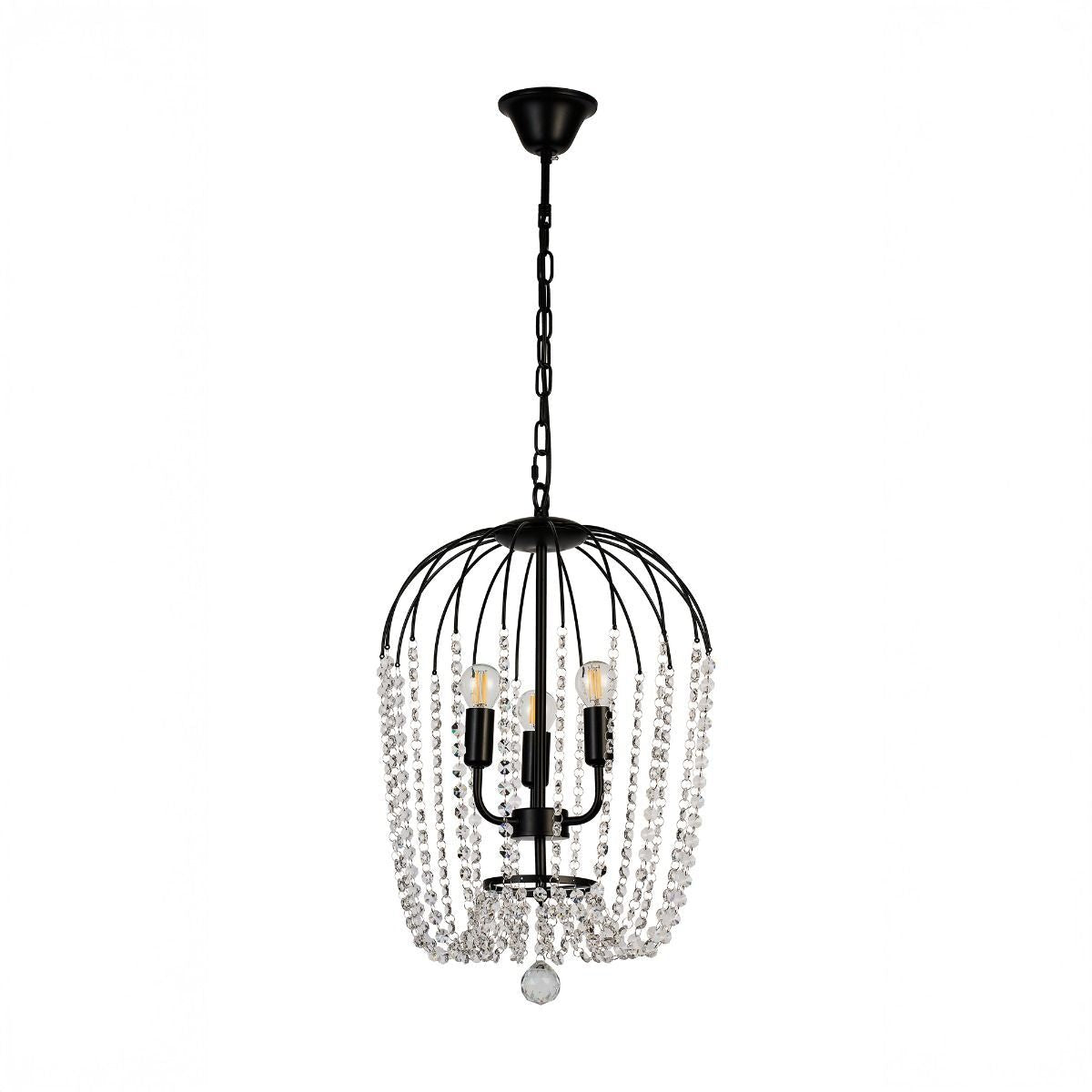 Lustra ARABELLA Suspendata Neagra 3xE14 cu Cristal K9