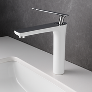 Baterie Inalta Pentru Lavoar Din Alama Finisaj Cromat Alb Design Modern