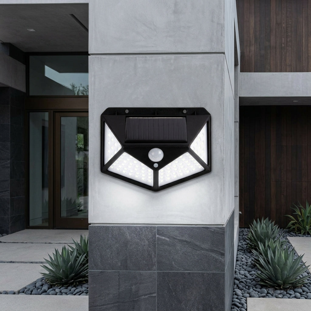 Aplica Solara LED Exterior 3W RIGA SENZOR Lumina Rece Neagra