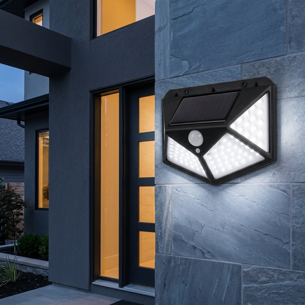 Aplica Solara LED Exterior 3W RIGA SENZOR Lumina Rece Neagra