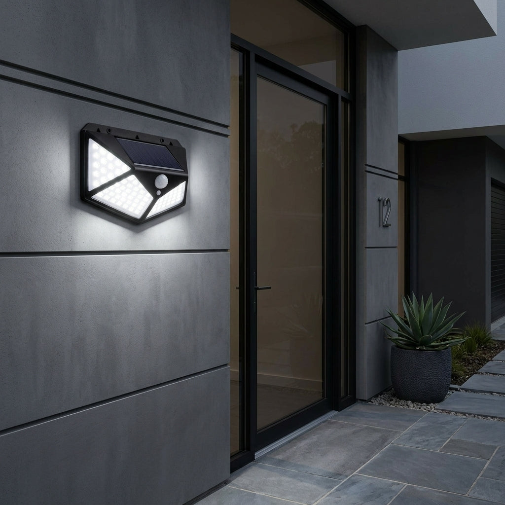Aplica Solara LED Exterior 3W RIGA SENZOR Lumina Rece Neagra