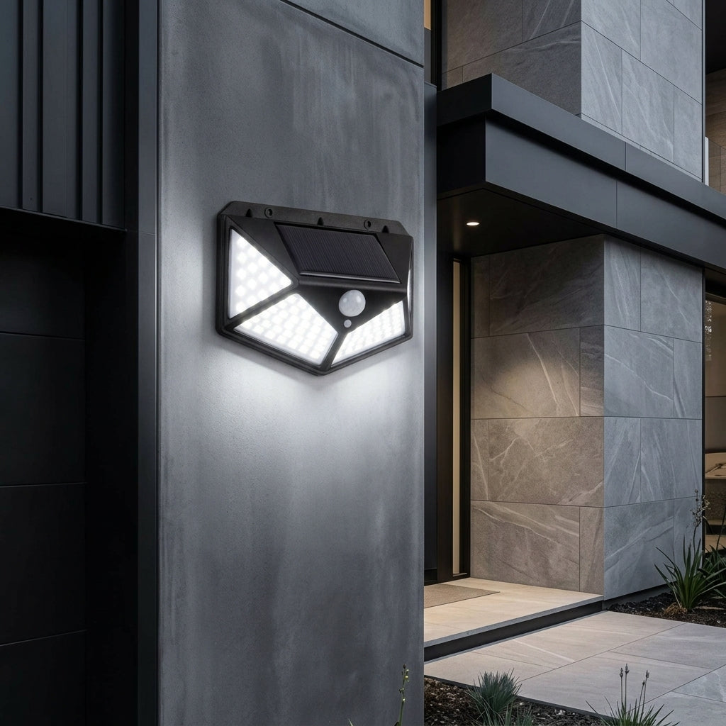 Aplica Solara LED Exterior 3W RIGA SENZOR Lumina Rece Neagra