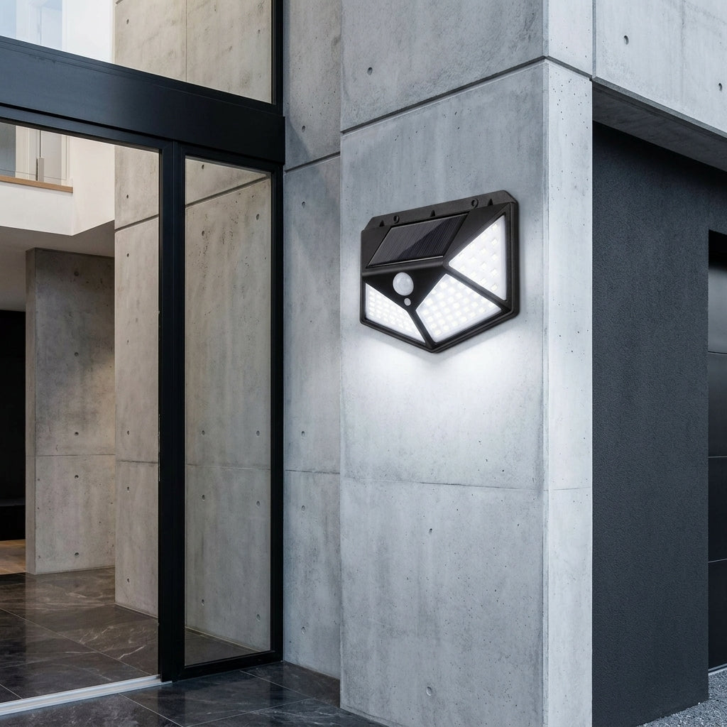 Aplica Solara LED Exterior 3W RIGA SENZOR Lumina Rece Neagra