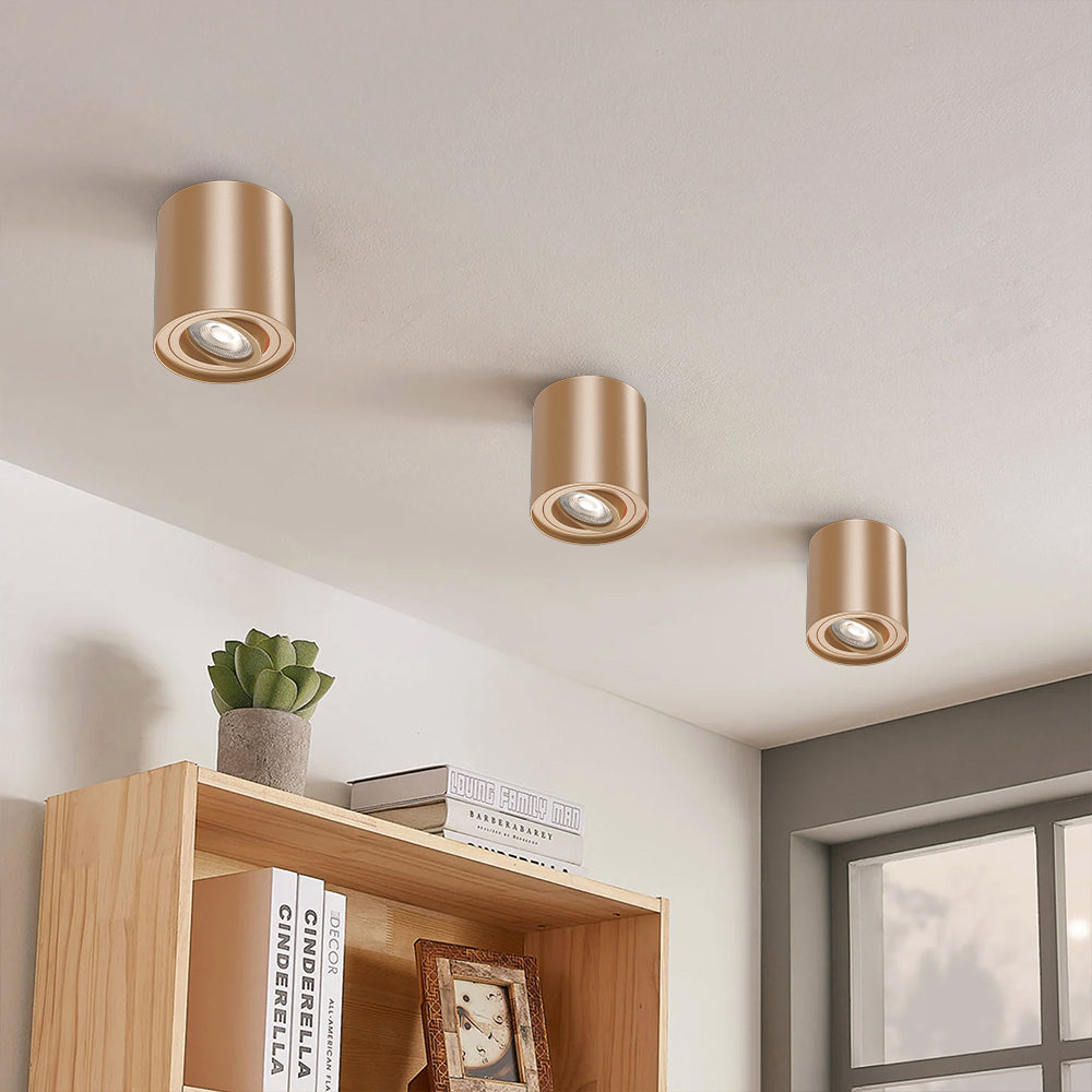 Spot Aplicat Rotund Fascicul Reglabil Auriu Dulie GU10 Ø80x100mm