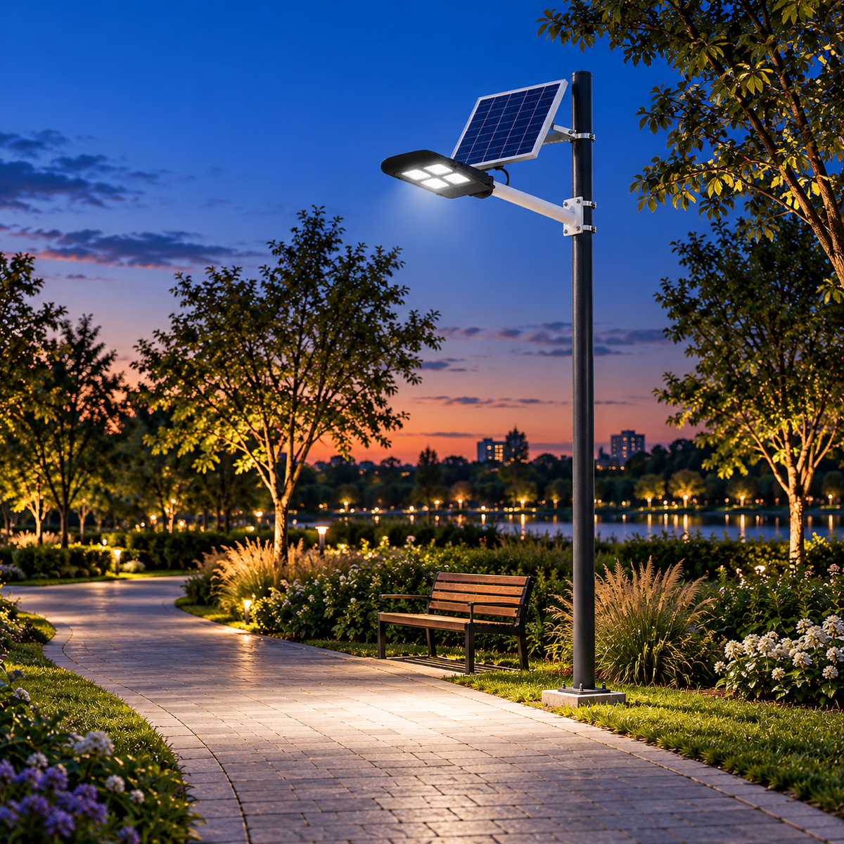 Lampa LED Premium 50W Iluminat Stradal Solara Cu Brat Inclus Telecomanda