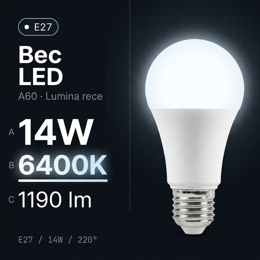 Bec LED Polar A60 Mat E27 Lumina Rece 14W Echivalent 100W