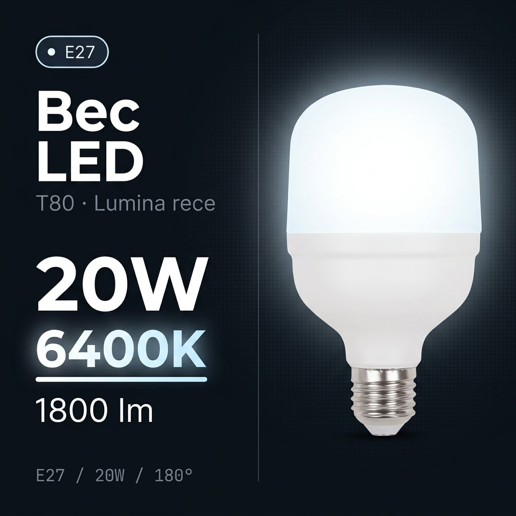Bec LED Titan Polar T80 Mat E27 Lumina Rece 20W Echivalent 150W