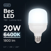 Bec LED Titan Polar T80 Mat E27 Lumina Rece 20W Echivalent 150W