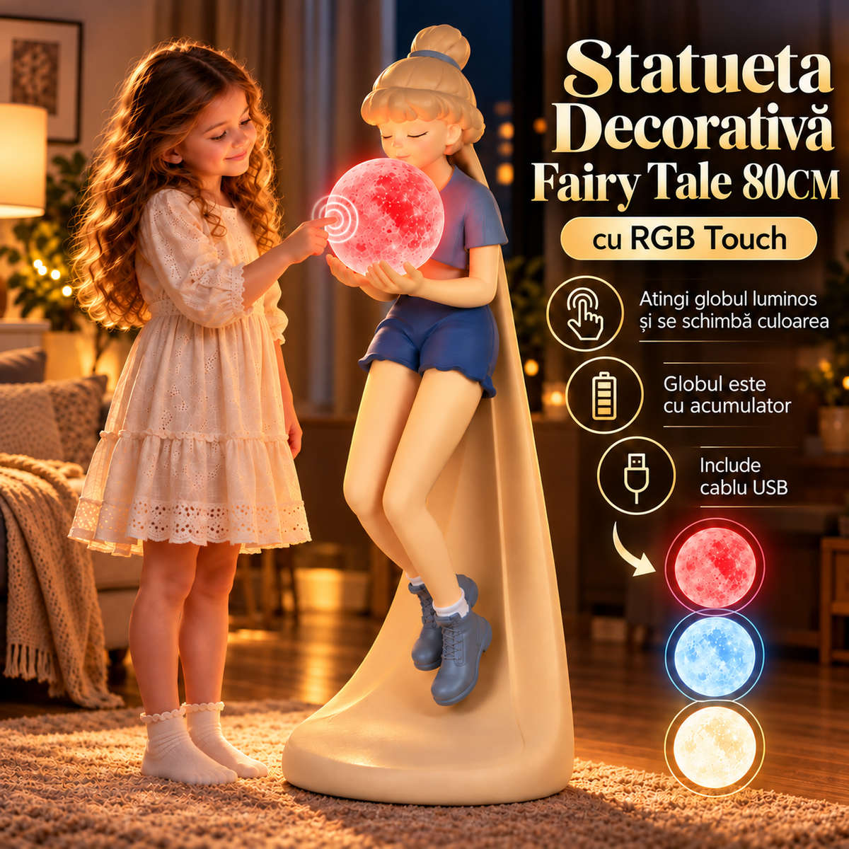 Statueta Decorativa Fairy Tale 80CM cu RGB Touch