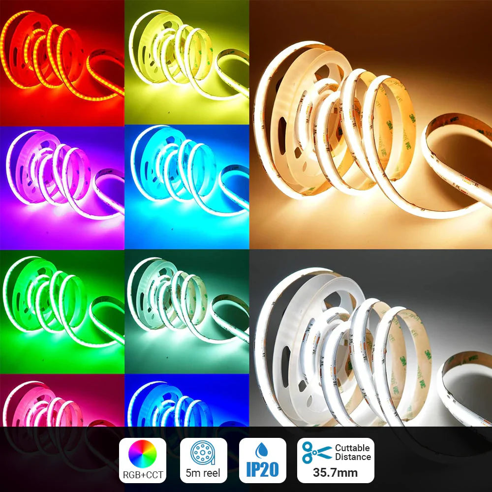 Banda LED 24V COB RGB-CCT 21W/m - 840 SMD/m - IP20 - Rola 5 metri