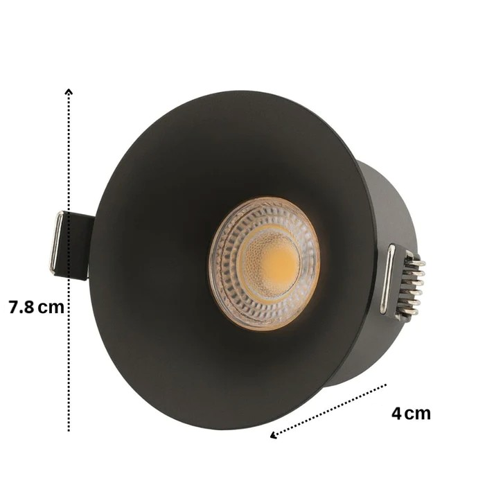Spot COB LED 12W Rotund Negru / ⌀78mm / Incastrabil / Lumina Calda
