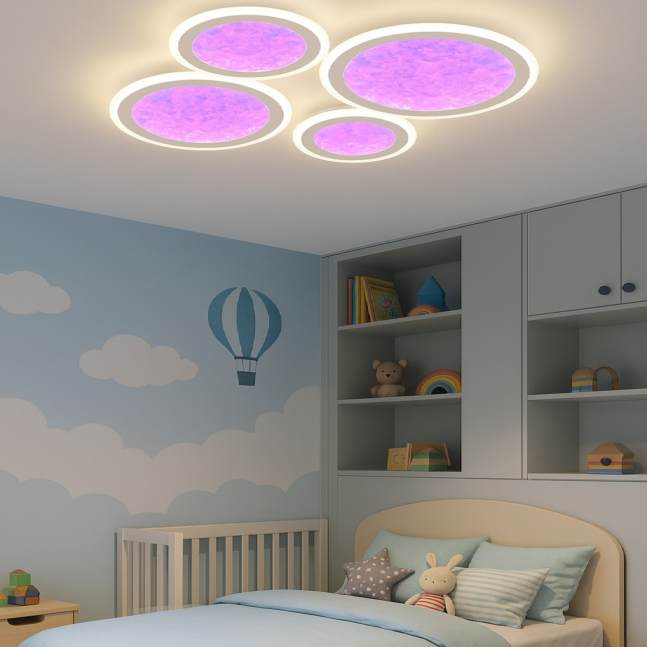 Lustra LED RGB SIERA 4 Circles 3 Functii Echivalent 550W Telecomanda