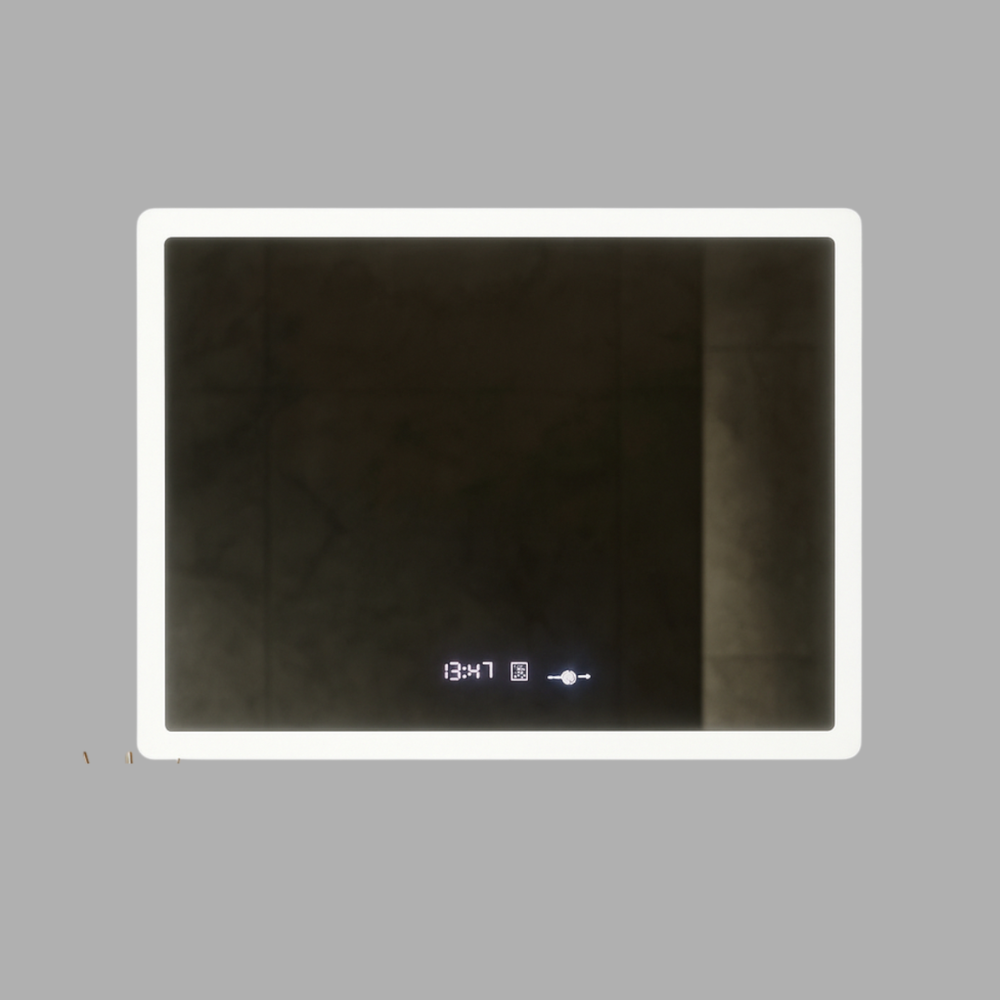 Oglinda LED Obra 80x60cm, SENZOR, 3 Lumini, Dezaburire, Dimare, Ceas si Termometru