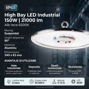 Lampa LED Industriala High Bay 150W 6500K IP65 Ø340mm