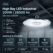 Lampa LED Industriala High Bay 200W 6500K IP65 Ø400mm