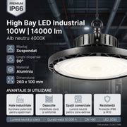 Lampa LED Industriala High Bay 100W 4000K IP66 Ø260mm